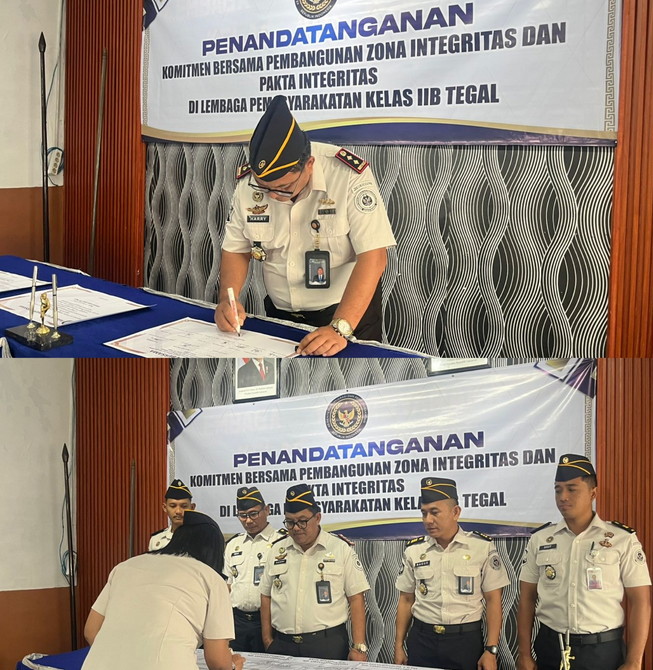Lapas Kelas IIB Tegal Laksanakan Penandatanganan Komitmen Bersama Pembangunan Zona Integritas dan Pakta Integritas