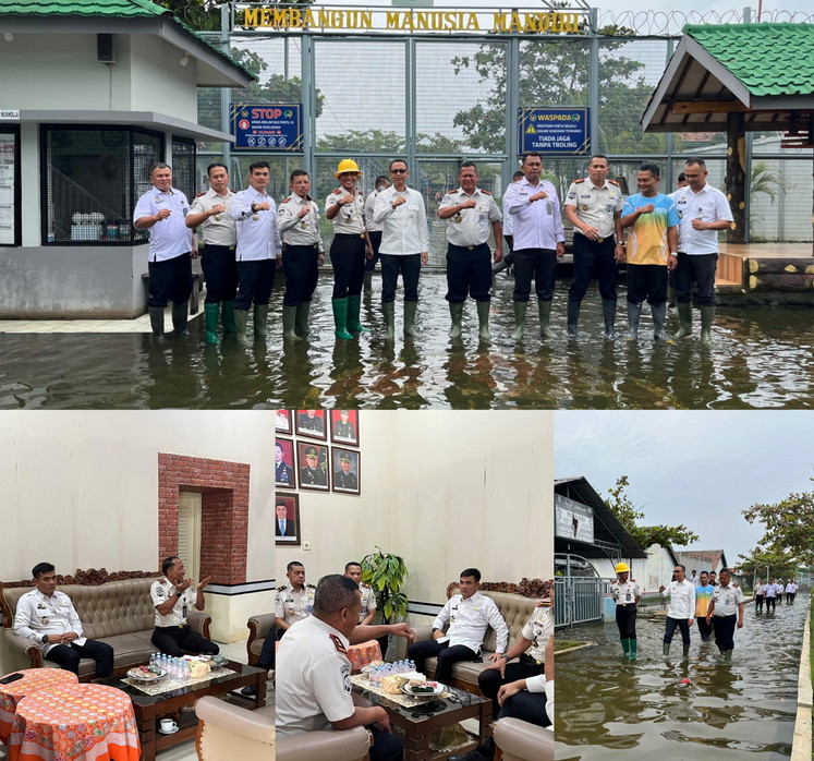 Sinergi di Tengah Kendala Alam, Kalapas Batang Dampingi Staf Khusus Menteri Tinjau Dampak Banjir di Lapas Pekalongan