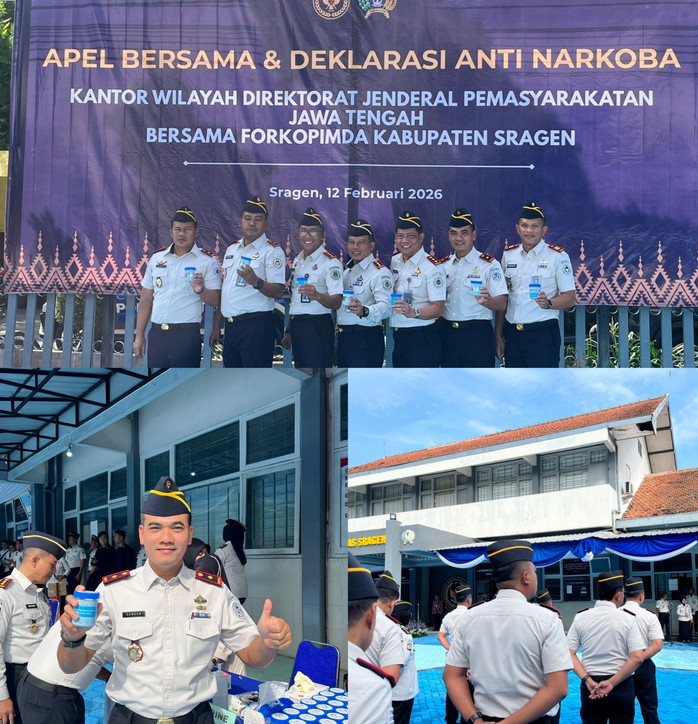 Pertegas Komitmen Anti Narkoba, Kalapas Batang Hadiri Apel Bersama dan Deklarasi Anti Narkoba di Lapas Sragen